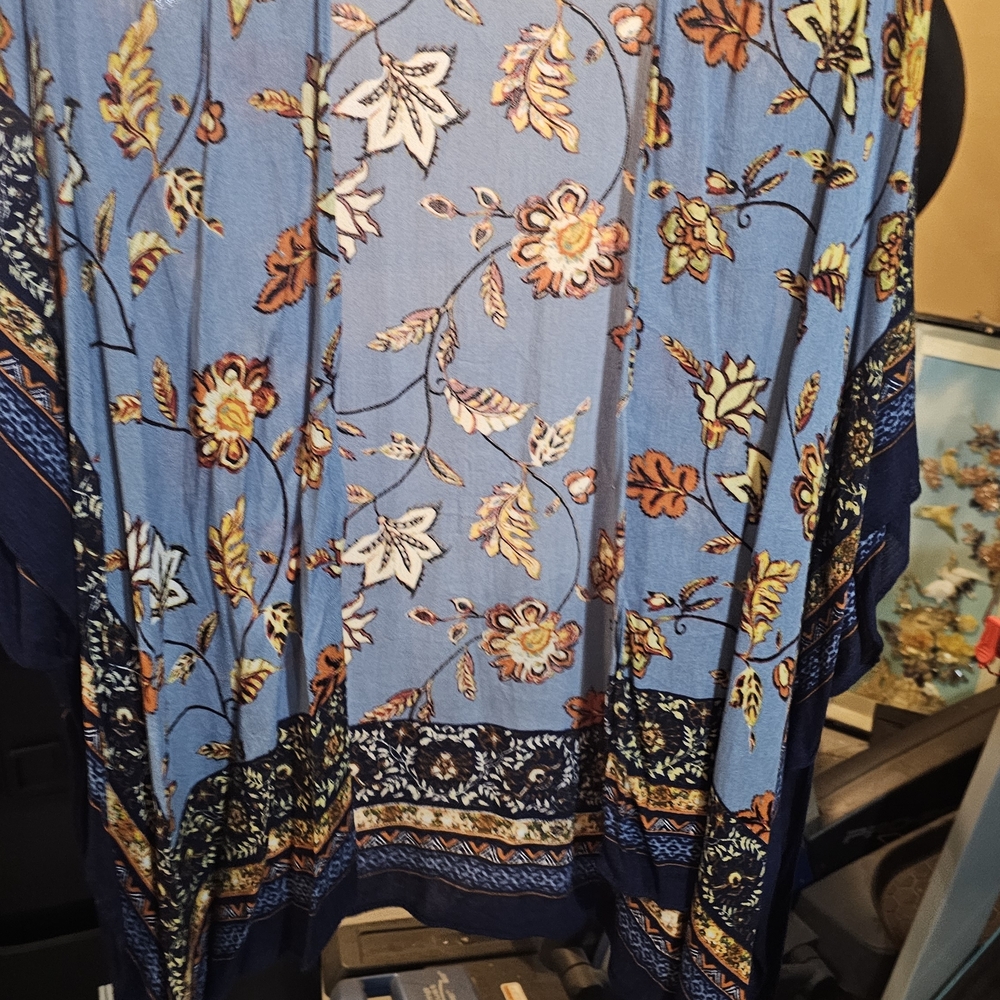 Vince Camuto Blue and Orange Floral Wrap